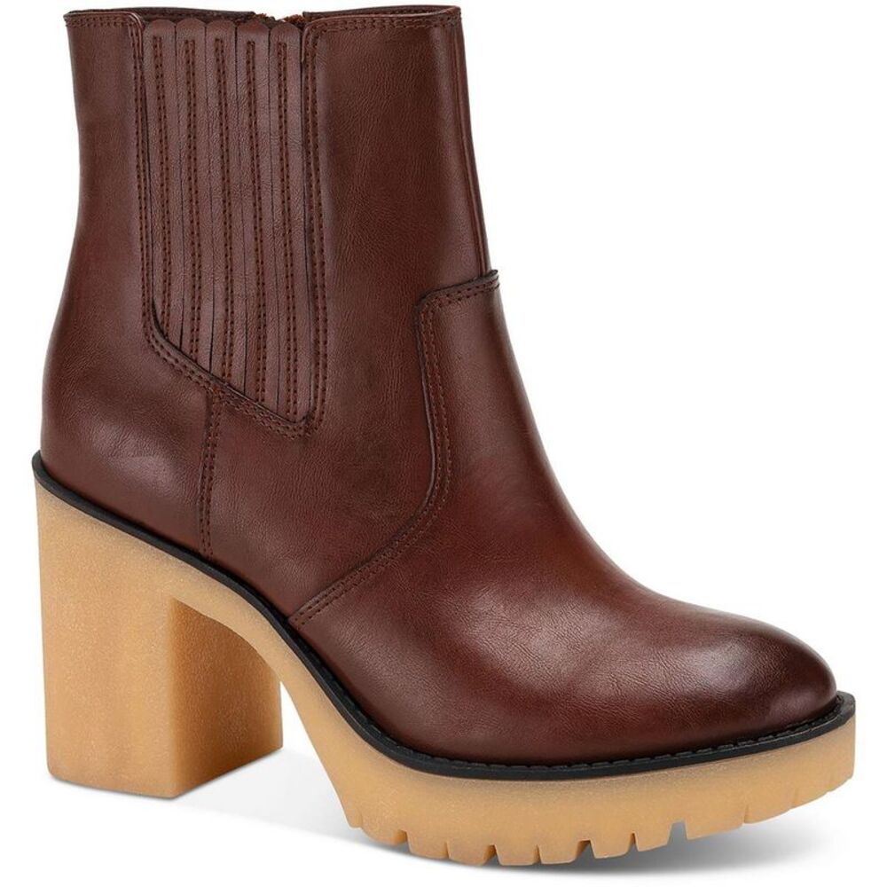 Sun + Stone Womens Lennii  Brown Faux Leather Platform Ankle Boots Shoes NWT
